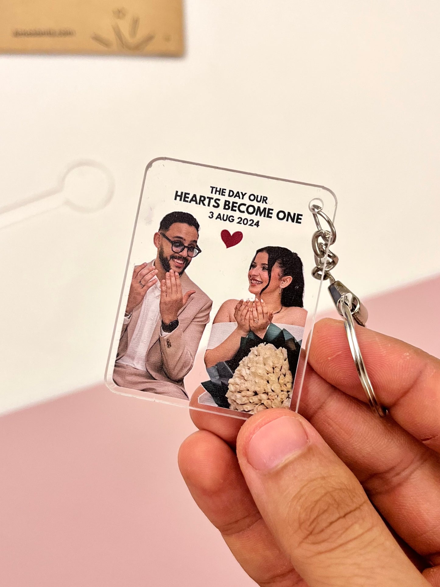 The day our hearts become one heart - Personalized Photo Keychai