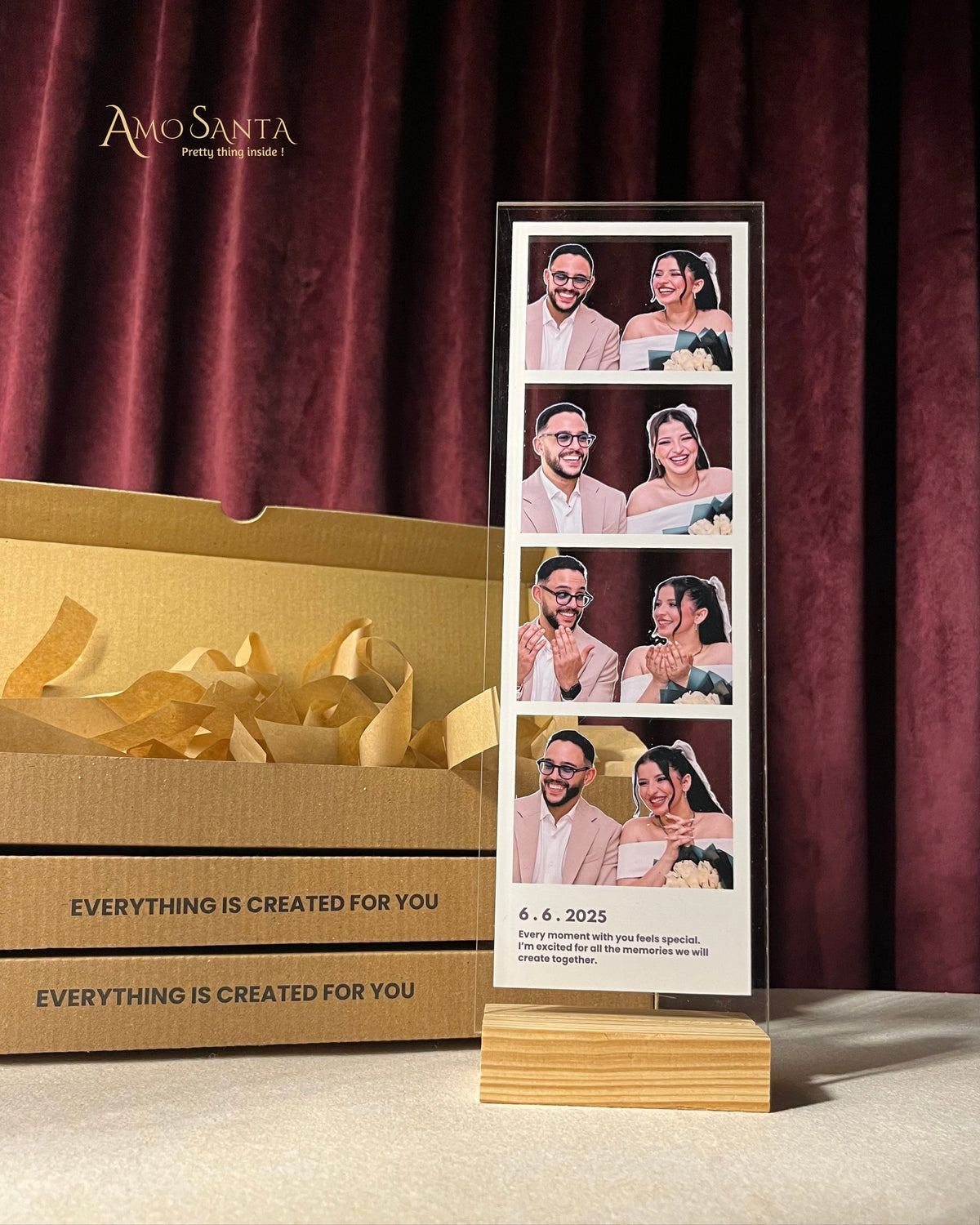 Custom Acrylic Photo Stand – 4 Images & Message