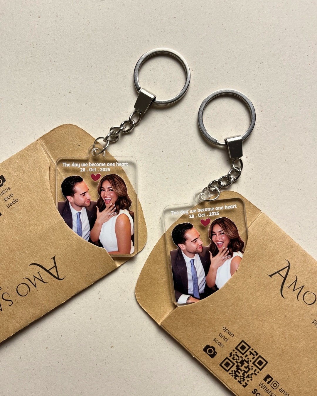 The day our hearts become one heart - Personalized Photo keychain