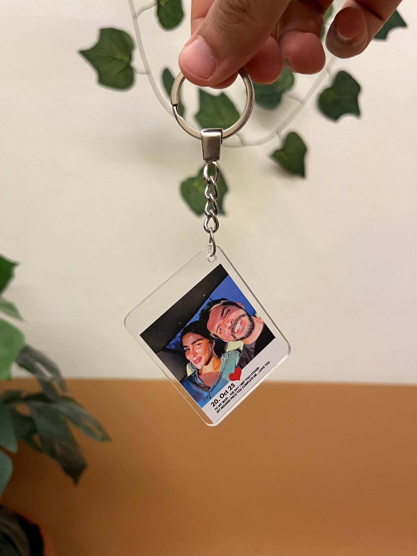 Photo with background - Personalized Photo Keychain