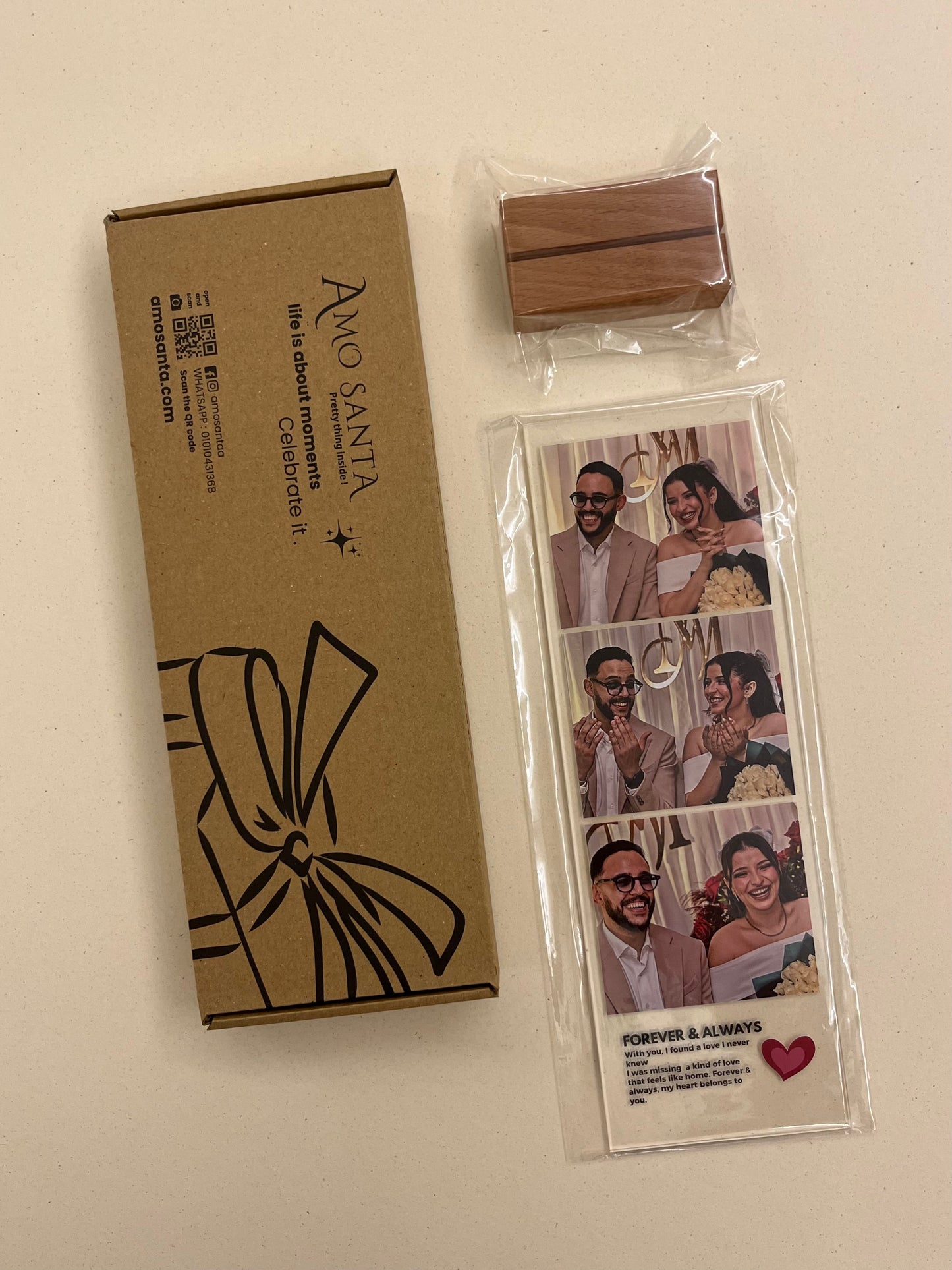 Custom Acrylic Photo Stand – 3 Images & Message