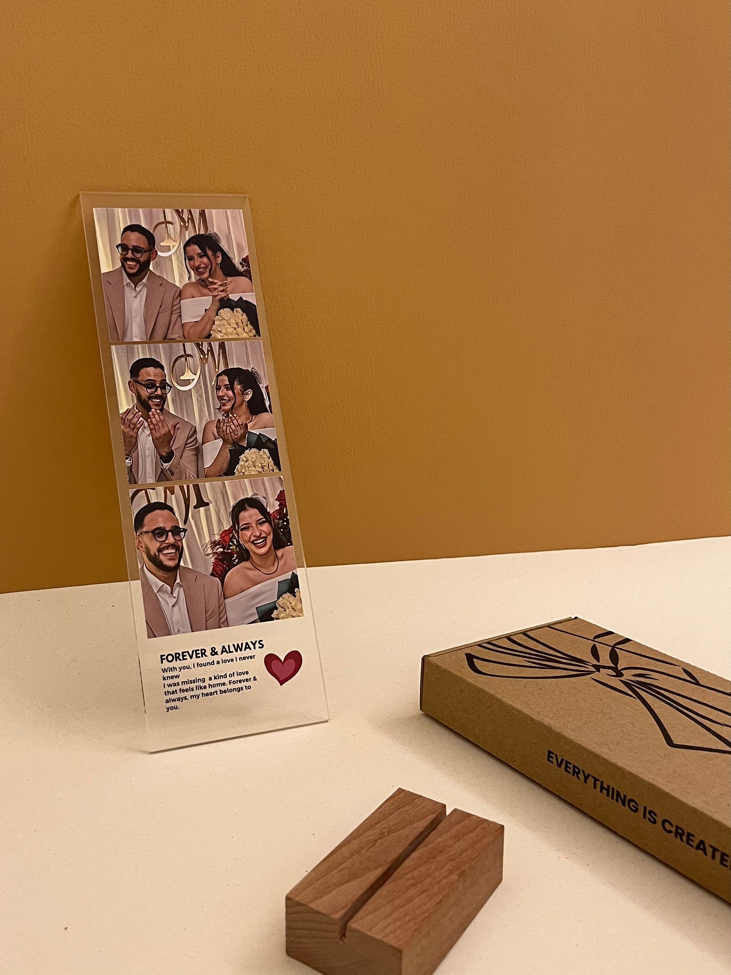 Custom Acrylic Photo Stand – 3 Images & Message