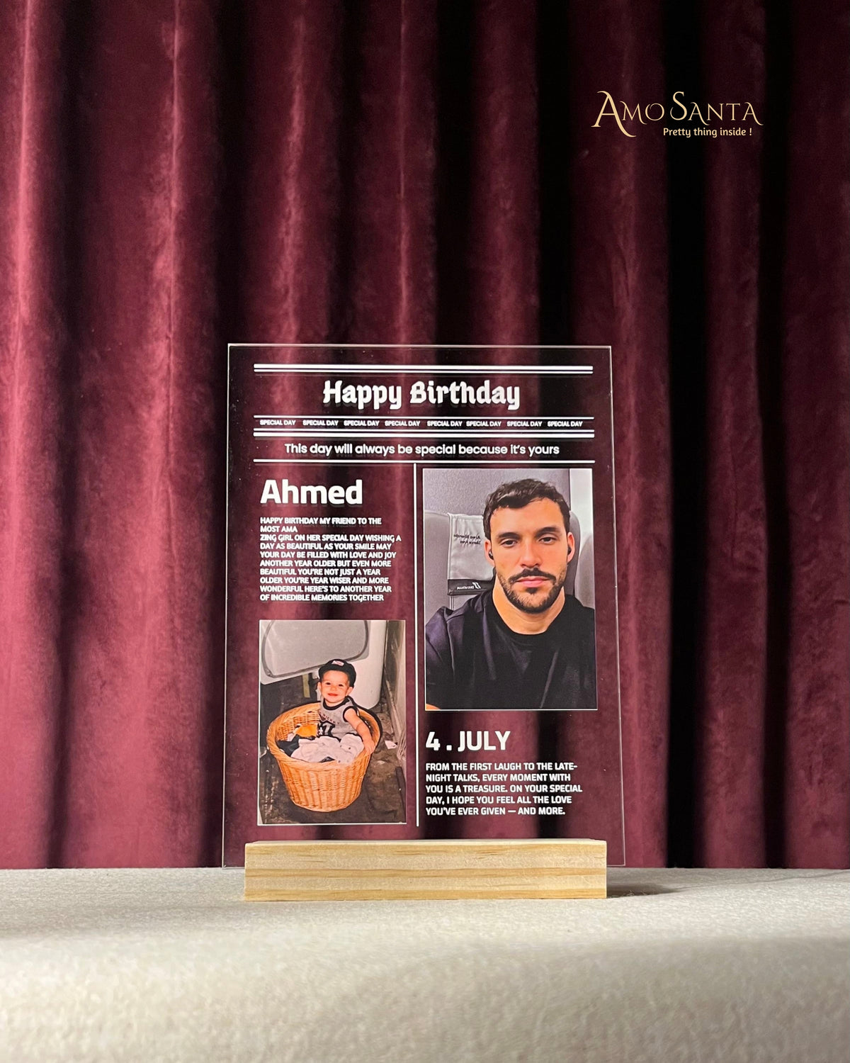 The Birthday Edition – Custom Newspaper Acrylic Frame for Him