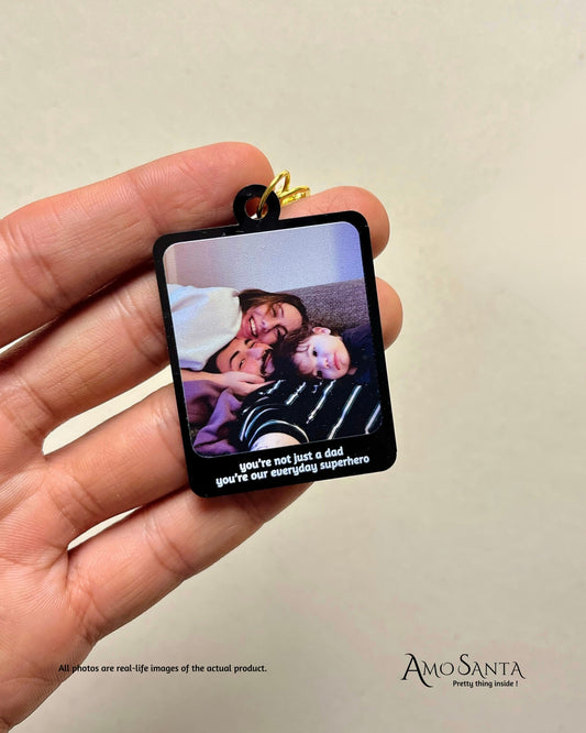 سلسلة مفاتيح سوداء مزدوجة الجوانب (أمامية وخلفية) 