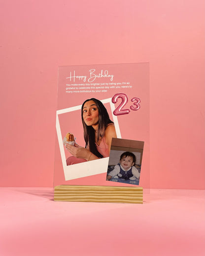 "ذكريات جميلة - إطار أكريليك مخصص لأعياد الميلاد"