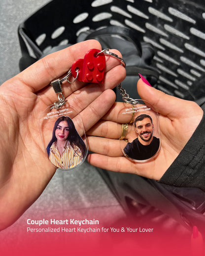 2 Couple Heart Keychain