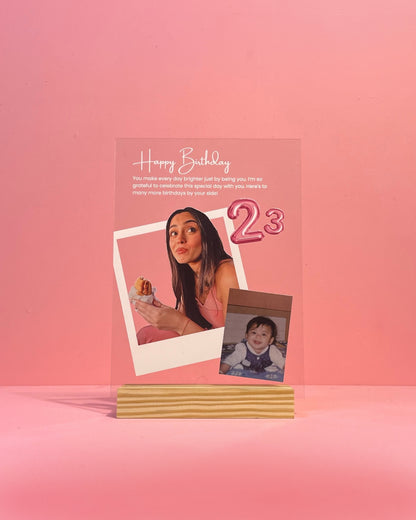 "ذكريات جميلة - إطار أكريليك مخصص لأعياد الميلاد"