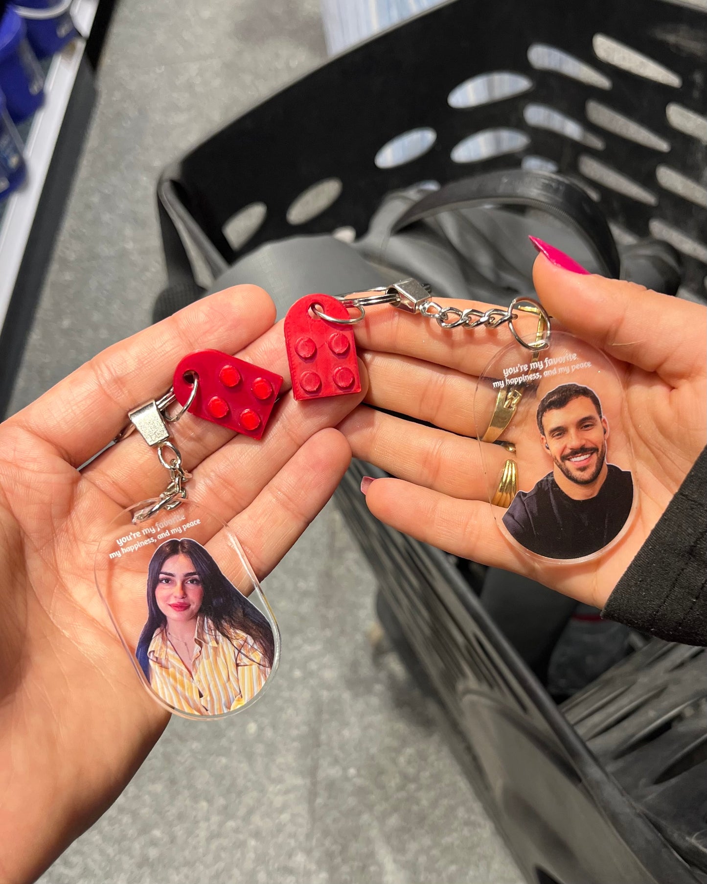 2 Couple Heart Keychain