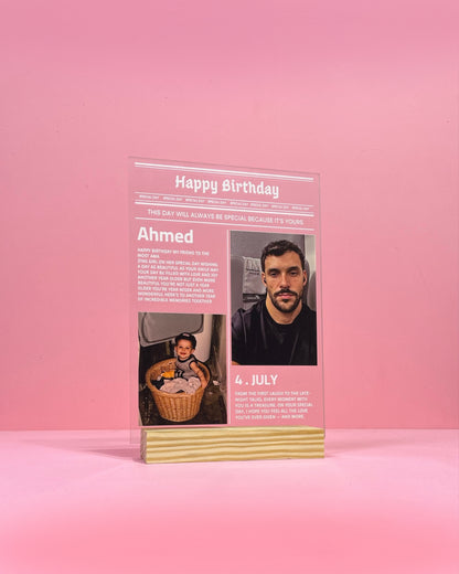 إصدار عيد الميلاد – إطار أكريليك مخصص من صحيفة له