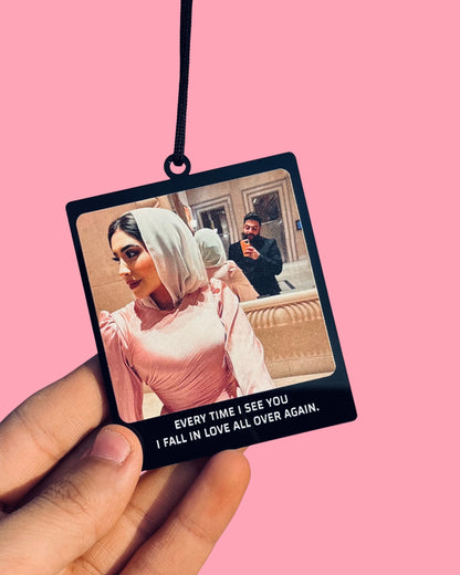 car pendant with long messages + qr code