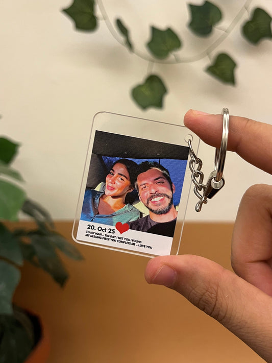 Photo with background -  Personalized Photo Keychain