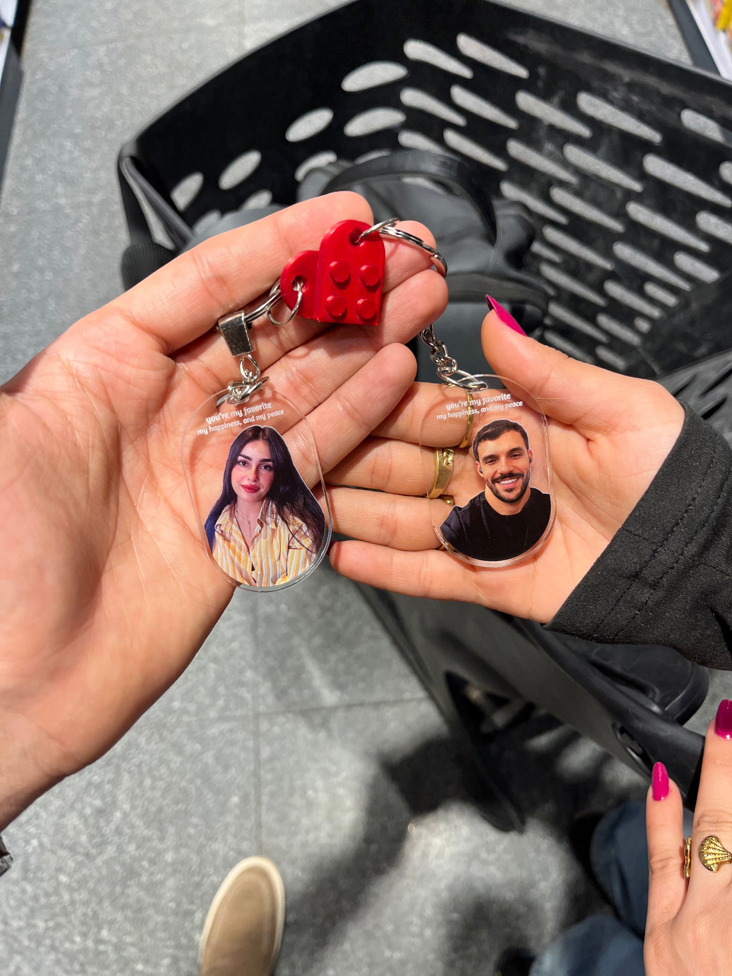 2 Couple Heart Keychain