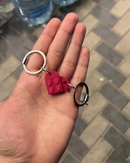 2 Couple Heart Keychain